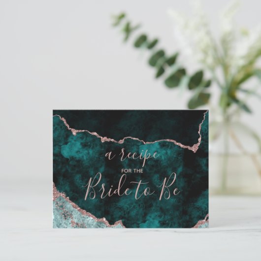 Blauwgroen & Roos Goudfolie Vrijgezellenfeest Rece Briefkaart (Staand voorkant)