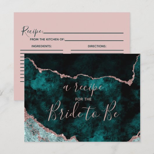 Blauwgroen & Roos Goudfolie Vrijgezellenfeest Rece Briefkaart (Voorkant / Achterkant)