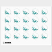 Blauwgroen Roos met lint Ronde Sticker (Vel)