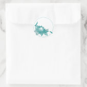 Blauwgroen Roos met lint Ronde Sticker (Tas)