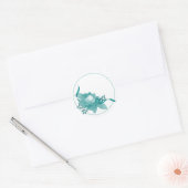 Blauwgroen Roos met lint Ronde Sticker (Envelop)