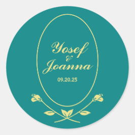 Blauwgroen Roos Ronde Sticker