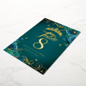 Blauwgroen Roos Swirl Quinceanera Gouden Tafelnumm Folie Uitnodiging (Gedraaid)