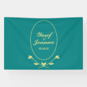 Blauwgroen Roos trouwbanner Spandoek (Horizontaal)