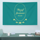 Blauwgroen Roos trouwbanner Spandoek (Beurs)