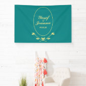 Blauwgroen Roos trouwbanner Spandoek (Insitu)