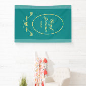 Blauwgroen Roos trouwbanner Spandoek (Insitu)