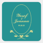 Blauwgroen Roos Vierkante Sticker (Voorkant)