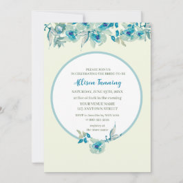 Blauwgroen Roos Waterverf Vrijgezellenfeest Kaart