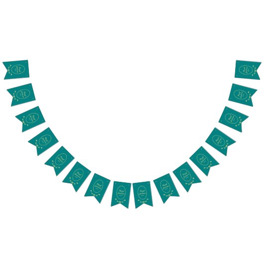 Blauwgroen Roos Wedding Bunting Flags Banner (Alle)