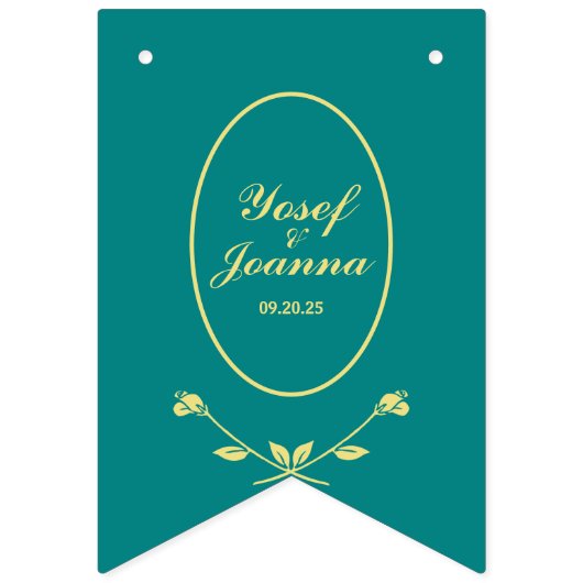 Blauwgroen Roos Wedding Bunting Flags Banner (Eerste vlag)