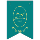 Blauwgroen Roos Wedding Bunting Flags Banner (Derde vlag)