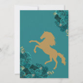 Blauwgroen Roos Western Charro Quinceanera Kaart (Achterkant)