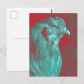 Blauwgroen Rooster Briefkaart (Voorkant / Achterkant)