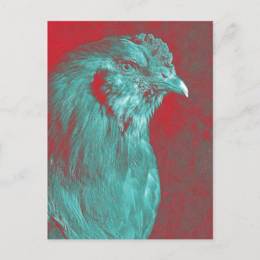Blauwgroen Rooster Briefkaart (Voorkant)