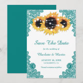 Blauwgroen Rotische soonbloem Save The Date (Voorkant / Achterkant)