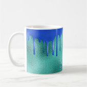 Blauwgroen royal blue green drift metallic naam koffiemok (Links)