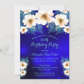 Blauwgroen Royal Blue Tropical floral Birthday Par Kaart (Voorkant)