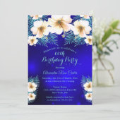 Blauwgroen Royal Blue Tropical floral Birthday Par Kaart (Staand voorkant)