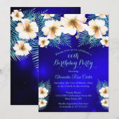 Blauwgroen Royal Blue Tropical floral Birthday Par Kaart (Voorkant / Achterkant)