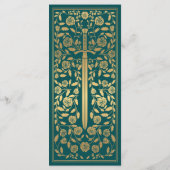Blauwgroen Royal Medieval Sword Wedding Flat Menu (Achterkant)