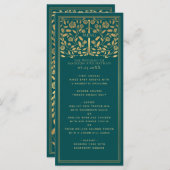 Blauwgroen Royal Medieval Sword Wedding Flat Menu (Voorkant / Achterkant)