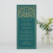 Blauwgroen Royal Medieval Sword Wedding Flat Menu (Staand voorkant)