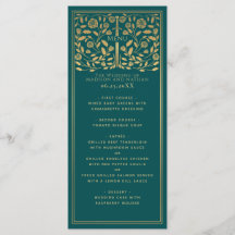 Blauwgroen Royal Medieval Sword Wedding Flat Menu