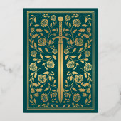 Blauwgroen Royal Medieval Sword Wedding Save the D Folie Uitnodiging (Achterkant)