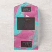 Blauwgroen roze Abstract allen in één uitnodiging (Buitenkant)