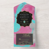 Blauwgroen roze Abstract allen in één uitnodiging (Binnen)