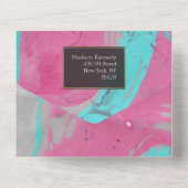 Blauwgroen roze Abstract allen in één uitnodiging (Achterkant)