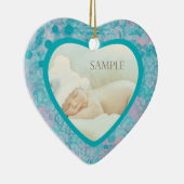 Blauwgroen roze Abstract fotosjabloon voor kunstfo Keramisch Ornament (Rechts)