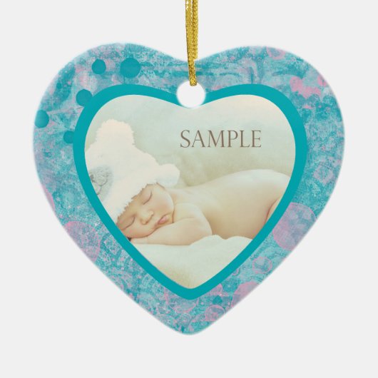 Blauwgroen roze Abstract fotosjabloon voor kunstfo Keramisch Ornament (Voorkant)