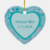 Blauwgroen roze Abstract fotosjabloon voor kunstfo Keramisch Ornament (Achterkant)