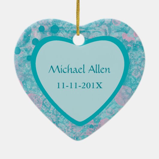 Blauwgroen roze Abstract fotosjabloon voor kunstfo Keramisch Ornament (Achterkant)