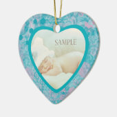 Blauwgroen roze Abstract fotosjabloon voor kunstfo Keramisch Ornament (Links)