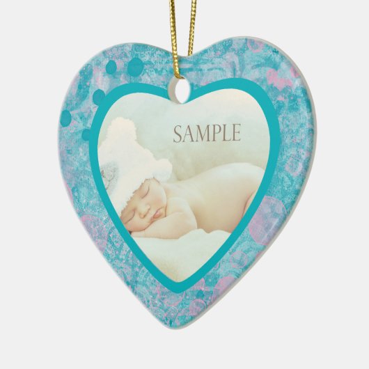 Blauwgroen roze Abstract fotosjabloon voor kunstfo Keramisch Ornament (Links)