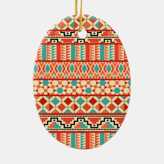 Blauwgroen roze Abstract Geo Aztec - proefmodel Keramisch Ornament (Achterkant)