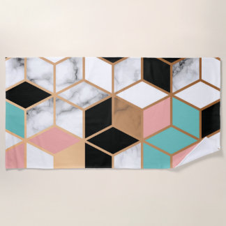 Blauwgroen Roze Abstract patroon van de Koepel op Strandlaken