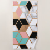 Blauwgroen Roze Abstract patroon van de Koepel op  Strandlaken (Voorkant)