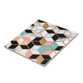 Blauwgroen Roze Abstract patroon van de Koepel op Tegeltje (Zijkant)