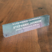 Blauwgroen Roze Abstracte Alcohol Ink Ondernemer C Naambordje (Zijkant)