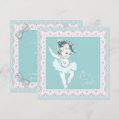 Blauwgroen Roze Ballerina Meisje Baby shower Kaart (Voorkant / Achterkant)