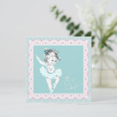 Blauwgroen Roze Ballerina Meisje Baby shower Kaart (Staand voorkant)