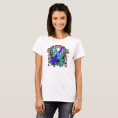 Blauwgroen/Roze/Blauw Lint met Wingen T-shirt (Voorkant volledig)
