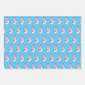 Blauwgroen, Roze, Blauwe Snowman Kerstmis Inpakpapier Vel (Voorkant 2)