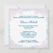 Blauwgroen Roze Bloemen Foto Afstuderen Aankondigi Kaart (Achterkant)