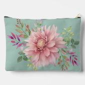  Blauwgroen & Roze Bloemen Kosmetische Zak Etui (Achterkant)
