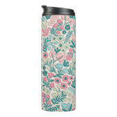 Blauwgroen Roze Boho Bloemen 3D Opgeblazen Mama Thermosbeker (Geroteerd rechts)